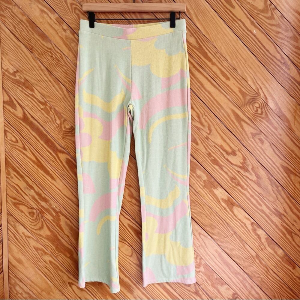 ZARA Pastel Retro Jacquard Flare Pants - Picture 3 of 8